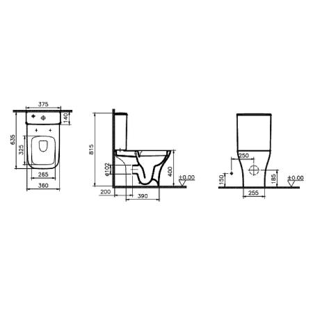 Напольный безободковый унитаз VitrA Polar, двурежимный механизм смыва 3/6 л, дюропластовое сиденье м