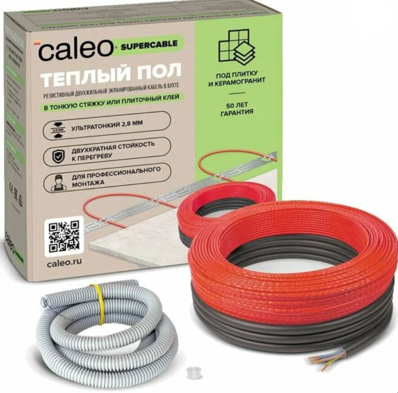 Нагревательная секция для теплого пола CALEO SUPERCABLE 18W-120, 10.8-16.6 м2