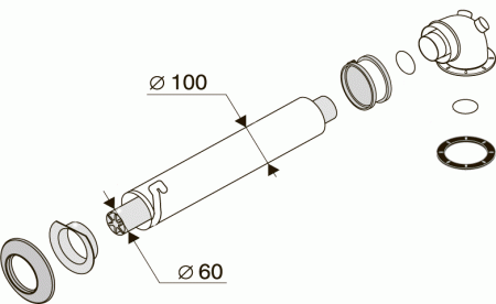 Коаксиальный дымоход PROTHERM 60/100 мм, L = 1000 мм